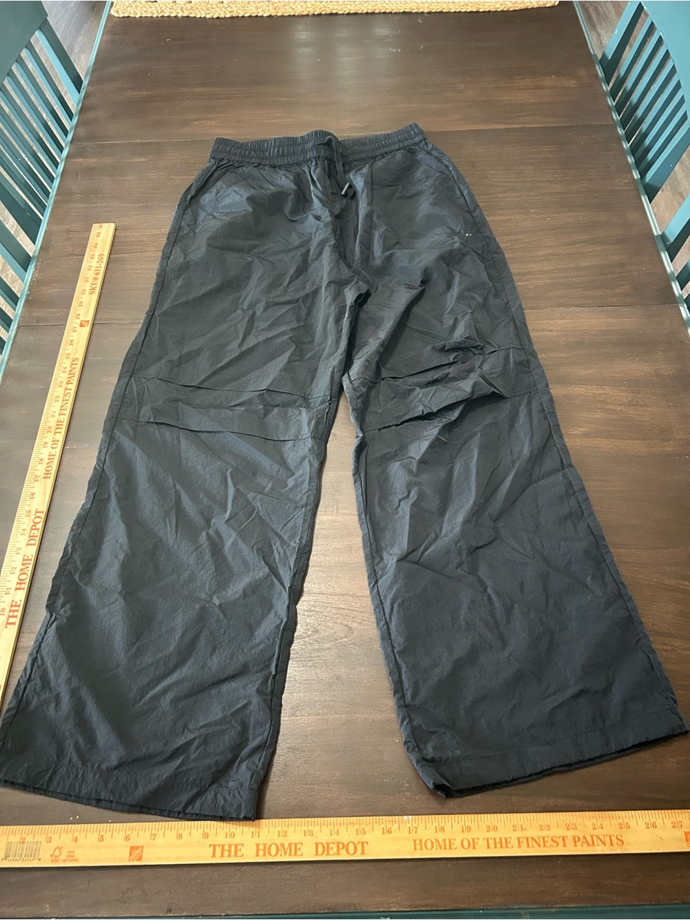 Fabletics Black Wide-Leg Track Pants with Drawstring Waist